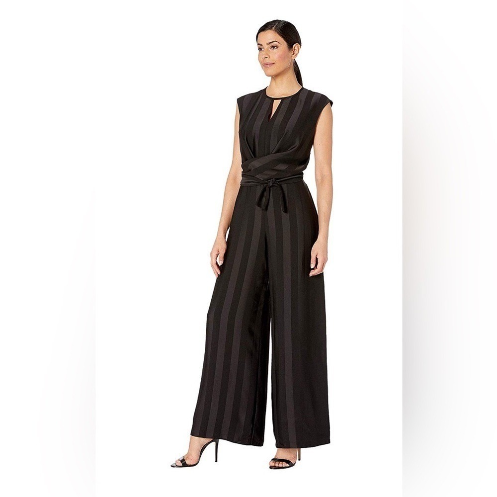 Maggy London Black Wide Leg Cocktail Jumpsuit‎ Tie Waist NWT Size 6